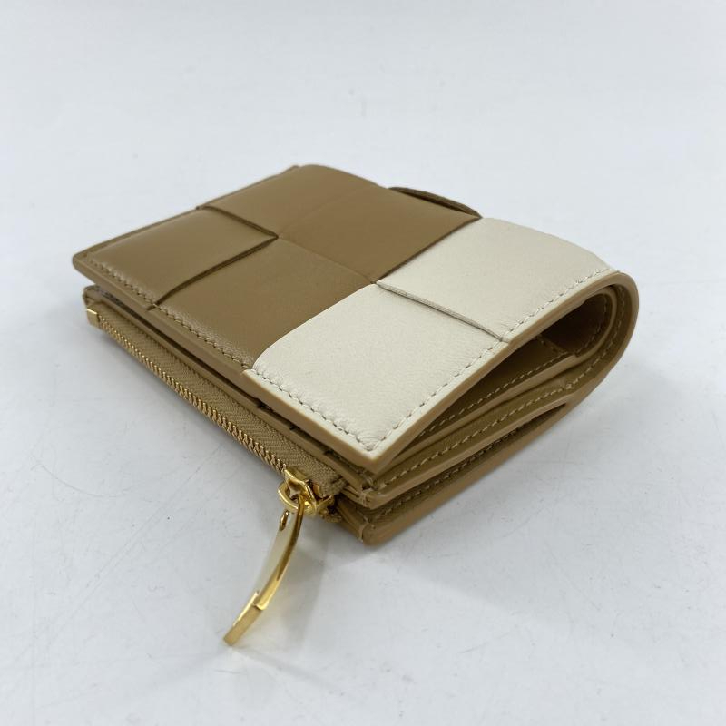 [ б/у ]BOTTEGA VENETA кассета кожа двойной бумажник Brown крем Bottega * Veneta [240017694109]