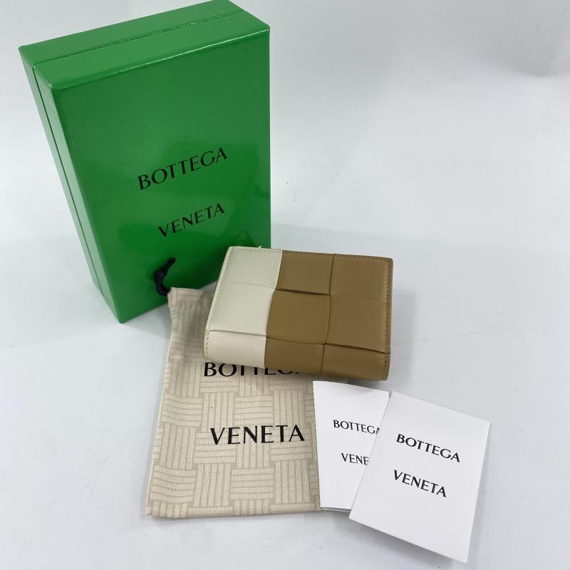[ б/у ]BOTTEGA VENETA кассета кожа двойной бумажник Brown крем Bottega * Veneta [240017694109]