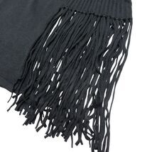 ●MICALLE MICALLE/ ミカーレミカーレ /黒ニット サイドフリンジ アシンメトリー チュニック セーター サイズL相当 _画像7