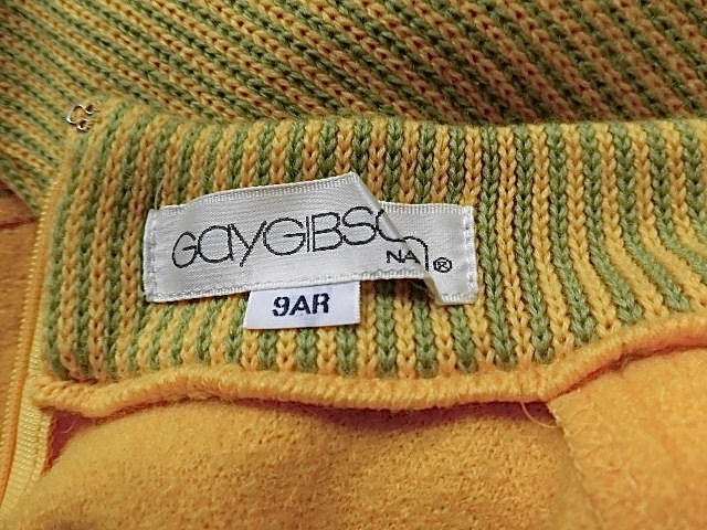 ●GayGIBSON/ゲイギブソン/イェロー系/ハイネックロングワンピース/黄緑リブニット/サイズM~L相当_画像5
