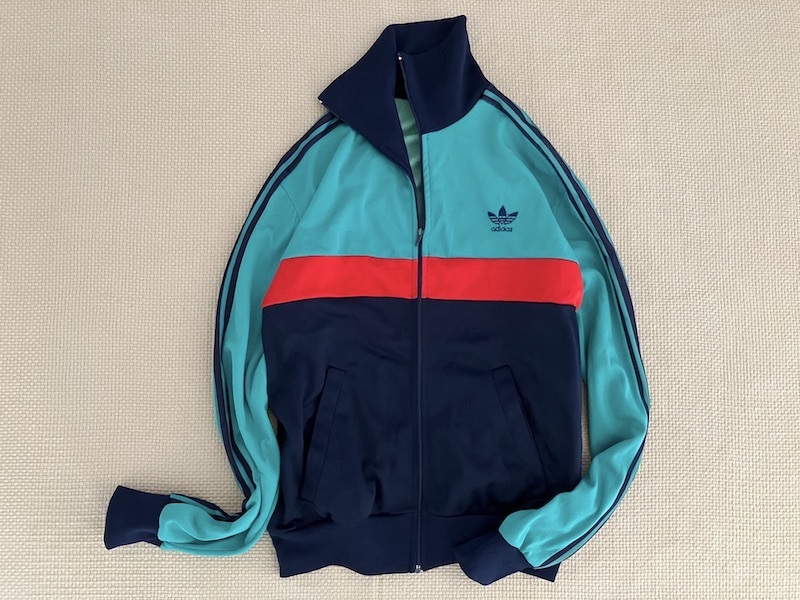 即決 70s 80s ヴィンテージ adidas フランス製 ventex ジャージ 180 グリーン 赤 ネイビー オリジナルス 復刻 柔道 ジャージ 元ネタ_画像1