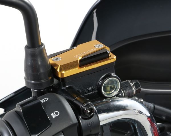 スーパーカブC125(JA48/JA58)用 アルミマスターシリンダーキャップ(タイプ5/ブラック×ゴールド)|キタコ_画像2