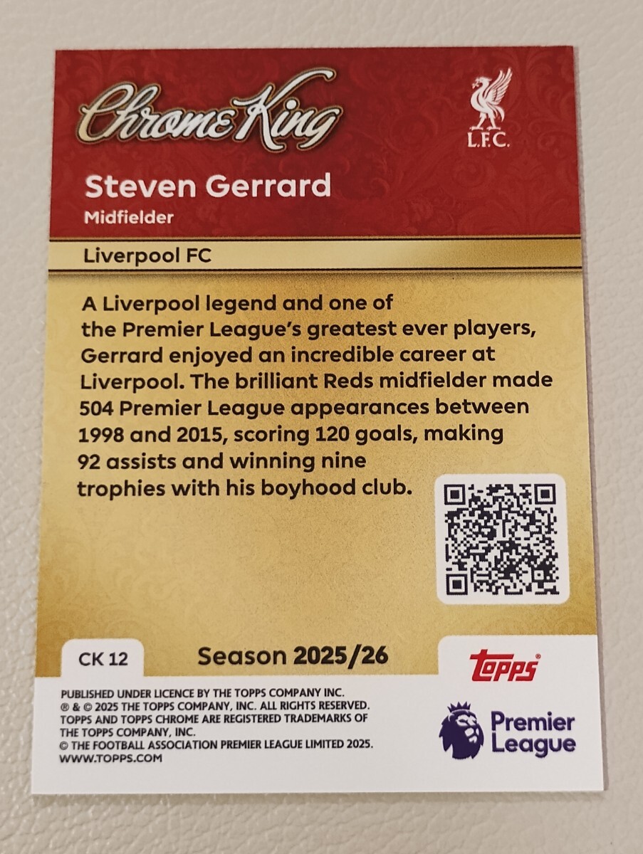 2025-26 TOPPS PREMIER LEAGUE ジェラード GERRARD CHROME KING インサート 2026 プレミア_画像2