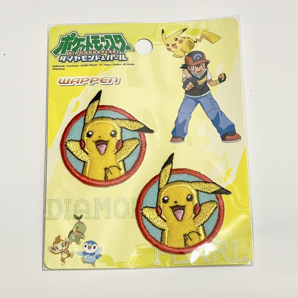 未使用 ポケモン D&P ピカチュウ ミニワッペン 台紙付き 日本製 _画像1