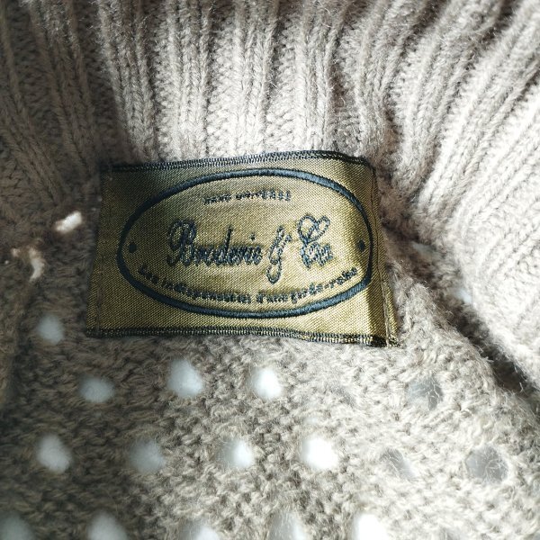 ナノユニバース broderie&co ウールブレンド モックネック穴あきニット セーター 7分袖 身幅ワイド ゆったり モカ F l1007-11_画像3