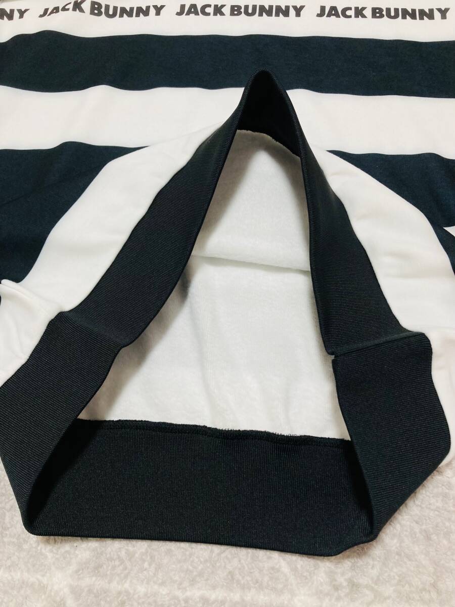 新品 パーリーゲイツ ジャックバニー 裏毛起毛ボーダー ハイネックプルオーバー(4)サイズM/白黒 JACK BUNNY_画像3