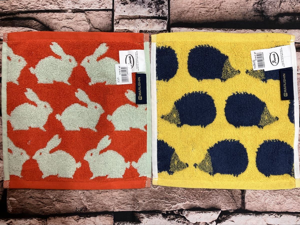 《2枚組》動物のシルエット柄が印象的な有名ブランド【アノラック】ポルトガル製ミニタオルハンカチ2枚1,320円が_画像2