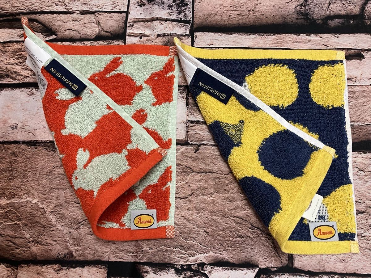 《2枚組》動物のシルエット柄が印象的な有名ブランド【アノラック】ポルトガル製ミニタオルハンカチ2枚1,320円が_画像4