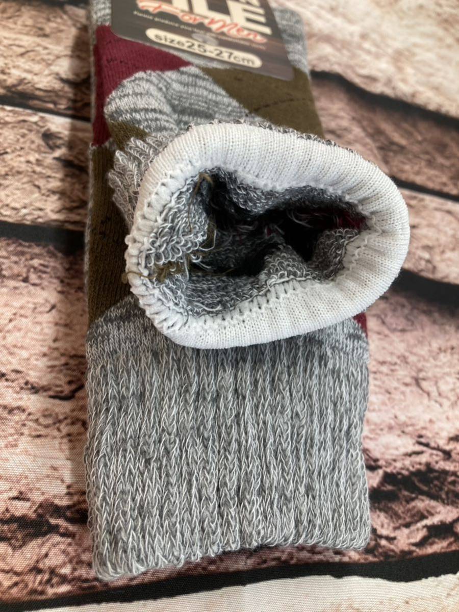 『画像から４足組』暖かく、締め付けない口ゴムゆったりでソフトな履き心地！メンズクルー丈 綿混 パイルソックス_画像4