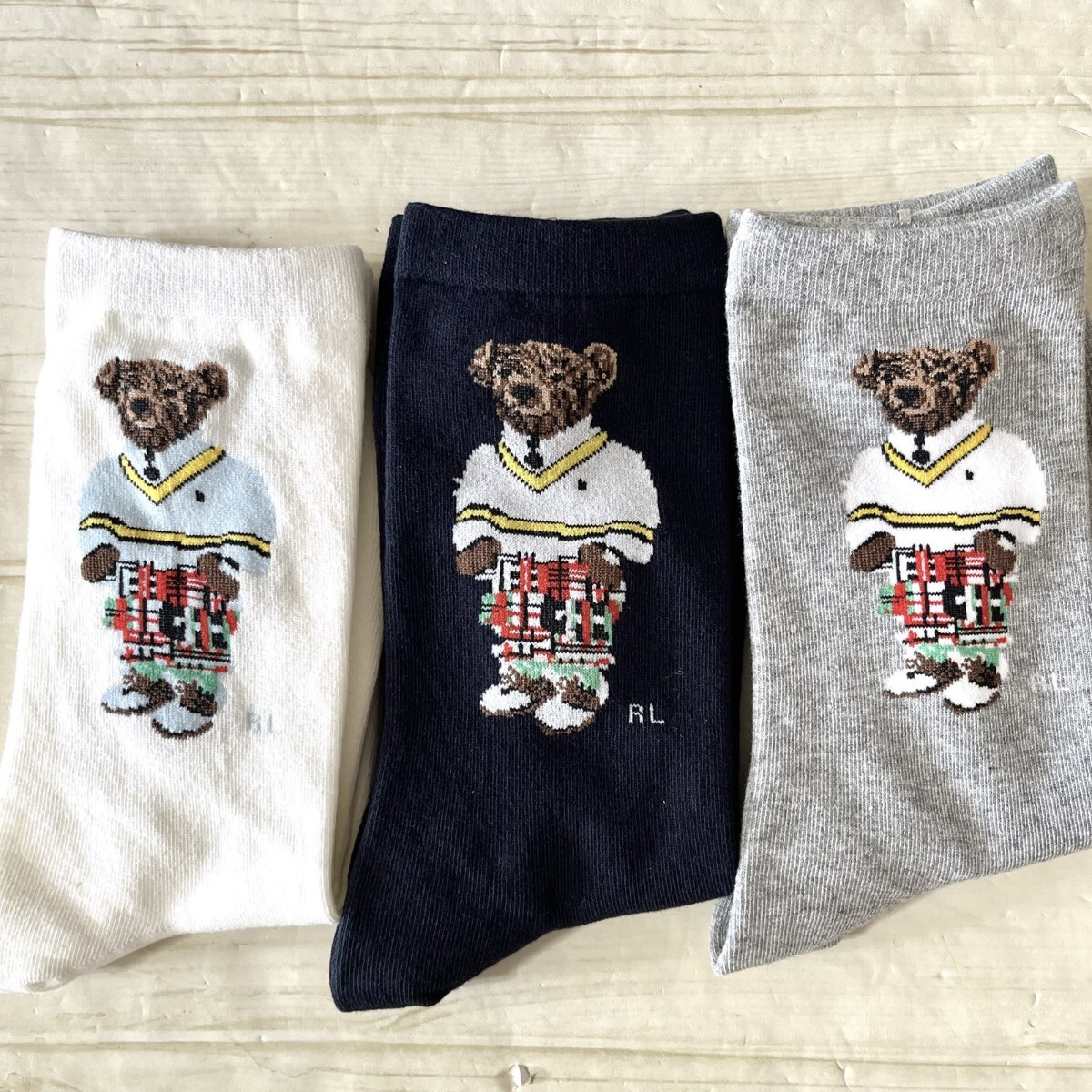 2點(diǎn)　新品 POLO Ralph Lauren ポロ ラルフローレン ブランド 靴下 ソックス プレゼント レディース 黒 白 グレー ビッグ ロゴ ベア ゴルフ