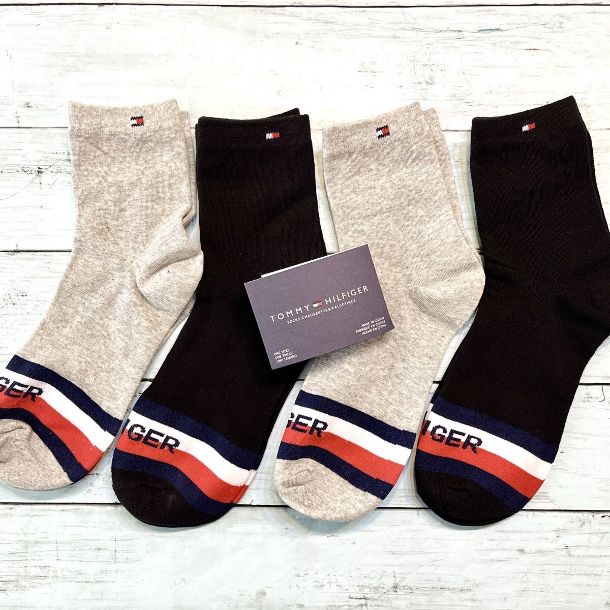 グレー ブラック　4足組 新品 トミー ヒルフィガー ブランド 靴下 ソックス プレゼント ロゴ 正規品　TOMMY HILFIGER メンズ 紳士靴下_画像7