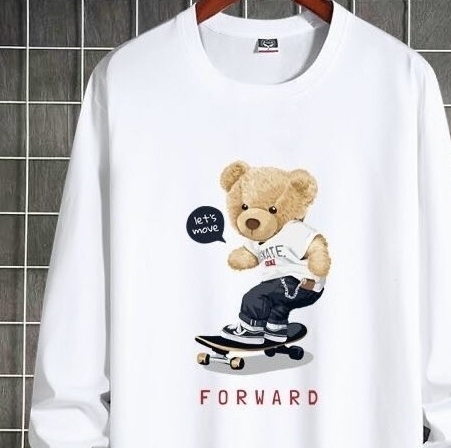 ベアー トレーナー ロングTシャツ スケボー 長袖 日本未入荷 ホワイト 白 メンズ パーカー 新品 NASA レディース Tシャツ 秋冬 春 おシャレ_画像1