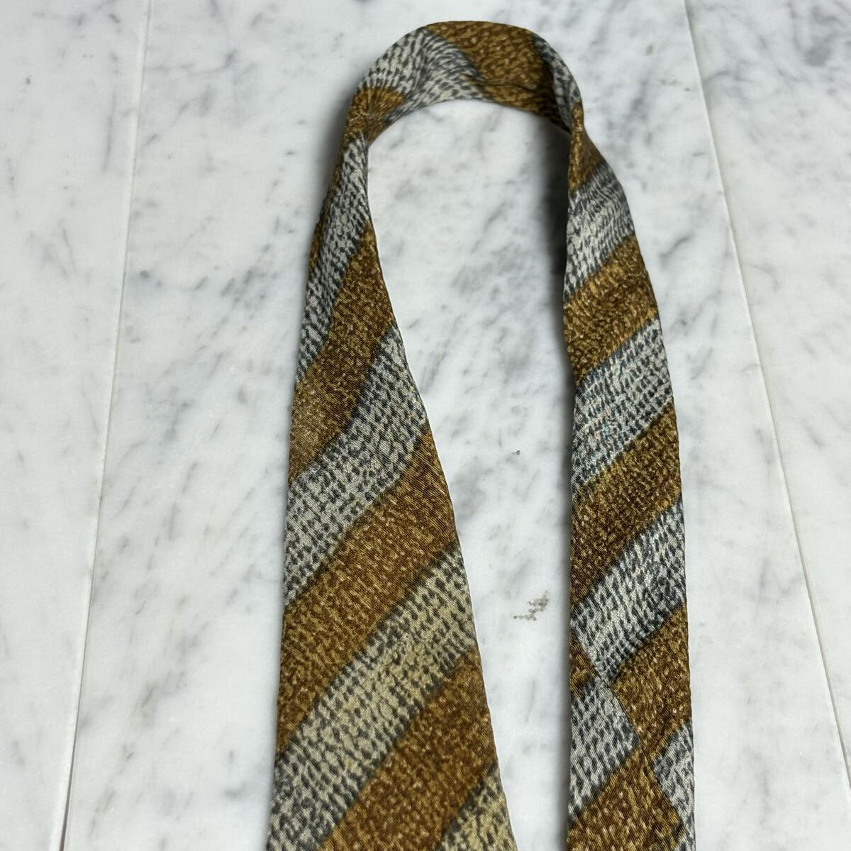 770円～ ARMANI ネクタイ ストライプ ブラウン グレー (GREEN B3)_画像4