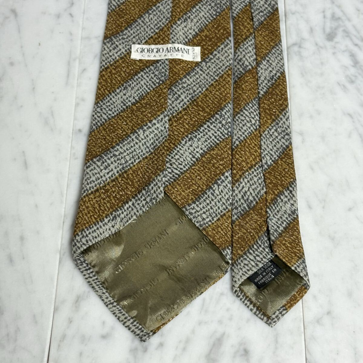 770円～ ARMANI ネクタイ ストライプ ブラウン グレー (GREEN B3)_画像5
