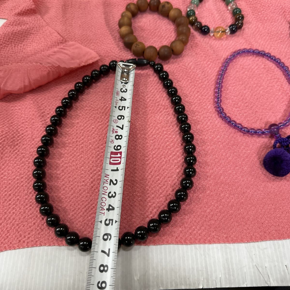 数珠 御念珠 仏具 葬儀 念珠 天然石 法具 法事 アクセサリー ブレスレット 左下ネックレス_画像3