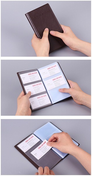 「buc-a2」 レザー 名刺入れ 名刺ホルダー 名刺 ファイル ケース 整理 メンズ レディース 180名収容 (茶)_画像3