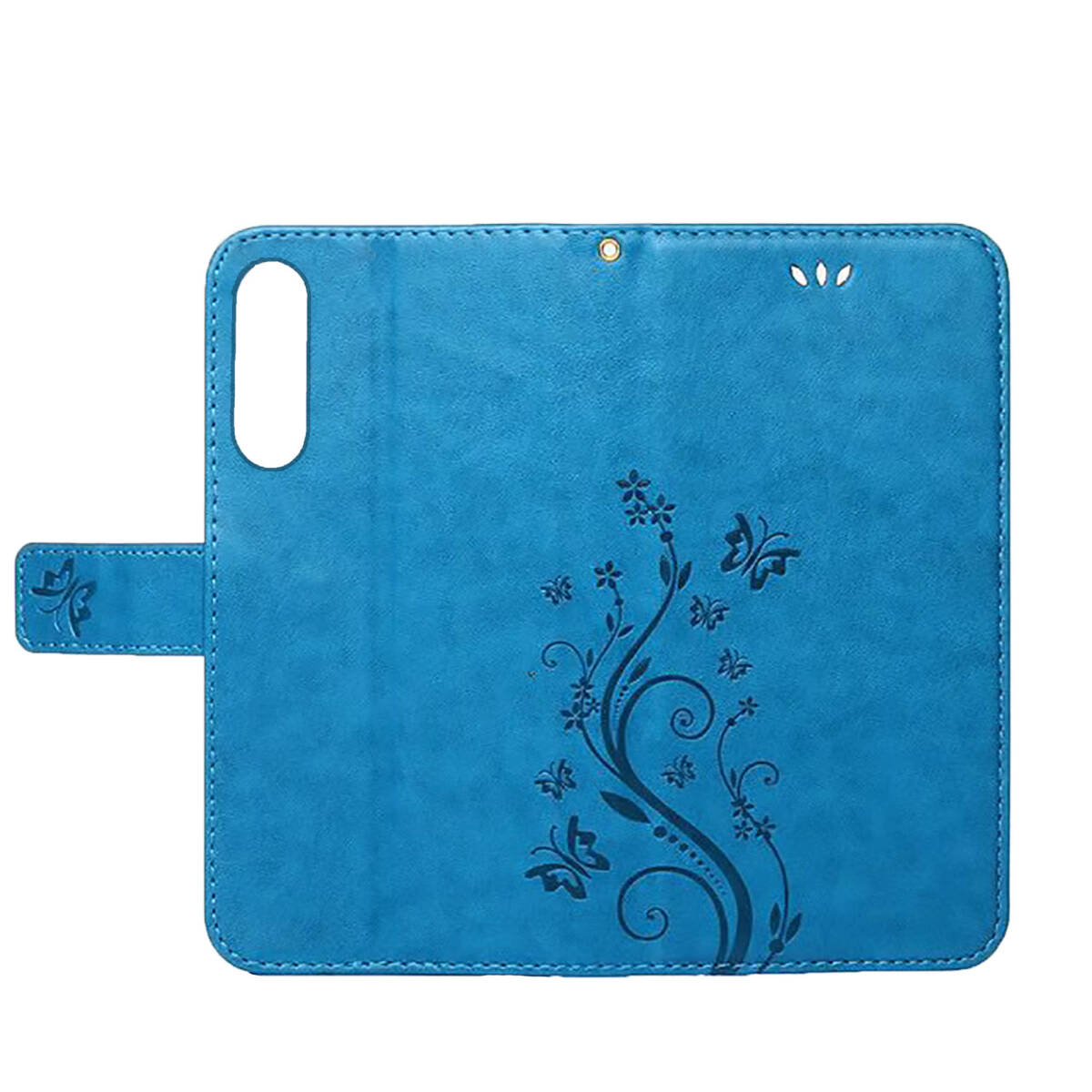 arrows We2 ケース 手帳型 かわいい F52E FCG02 M07 カバー アローズWe2 蝶 青 ブルー Blue おしゃれ レザー 富士通 送料無料 スマホケース_画像5