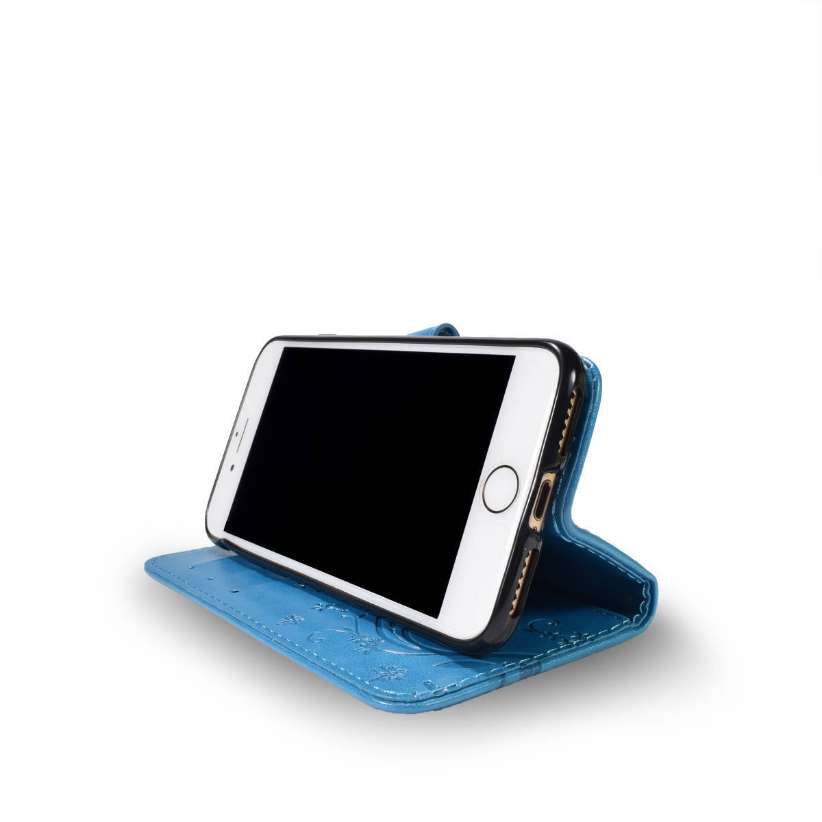 arrows We2 ケース 手帳型 かわいい F52E FCG02 M07 カバー アローズWe2 蝶 青 ブルー Blue おしゃれ レザー 富士通 送料無料 スマホケース_画像6