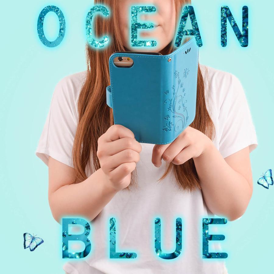 arrows We2 ケース 手帳型 かわいい F52E FCG02 M07 カバー アローズWe2 蝶 青 ブルー Blue おしゃれ レザー 富士通 送料無料 スマホケース_画像3