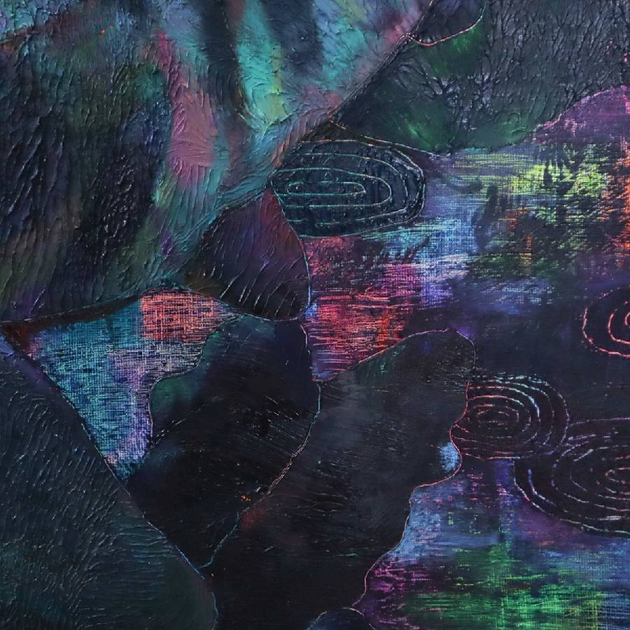 直筆 作者不明 幻想的 抽象画 油彩画 F60 大型★284h29_画像7