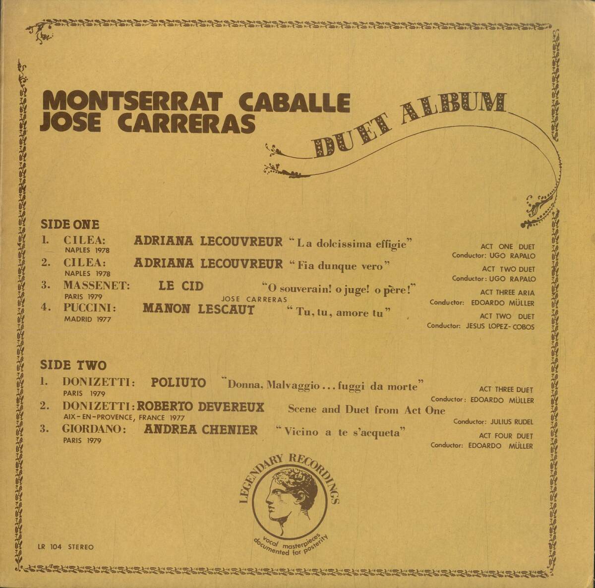 A00542339/LP/モンセラート・カバリェ(S) / ホセ・カレーラス(T)「Montserrat Caballe & Jose Carreras Duet Album (1970年・LR-104)」_画像1
