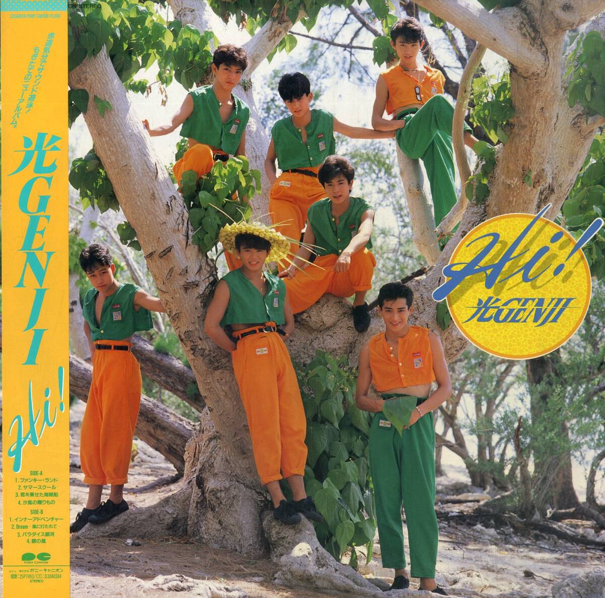 A00580200/LP/光GENJI (内海光司・大沢樹生・諸星和己・佐藤寛之・山本淳一・赤坂晃・佐藤敦啓)「Hi ! (1988年・C25A-0659・2ndアルバム_画像1
