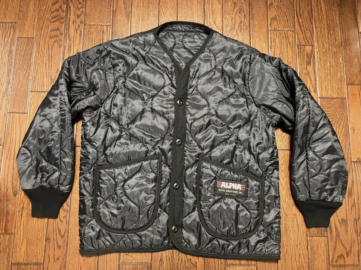 USA製 アルファ ALPHA M65 ライナー L 黒 ブラック 中綿入り インナー アメリカ製_画像1