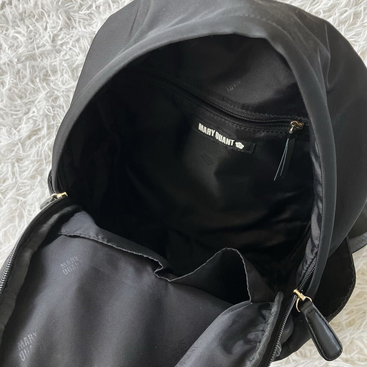 状態良 MARYQUANT マリークワント リュック ナイロン 黒 ブラック レディース マリクア 鞄 カバン バッグ 3586_画像8