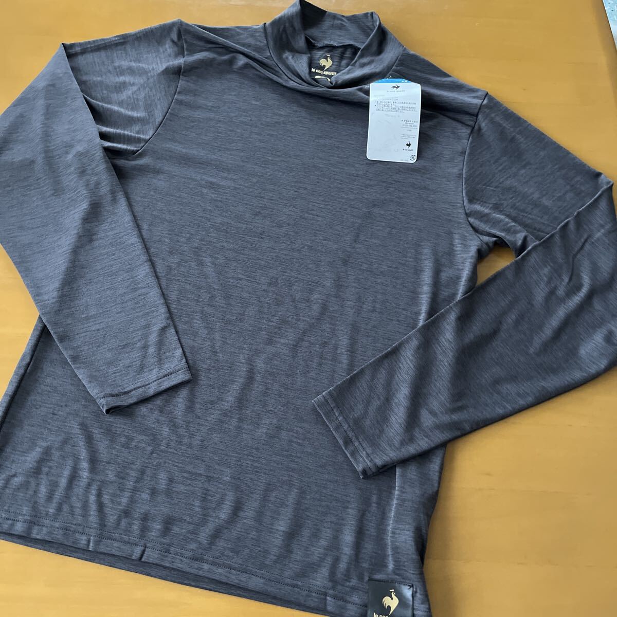 Ｍサイズ 新品未使用 ルコック le coq sportif ストレッチ 長袖モックネックシャツ あったか裏起毛　チャコール_画像1