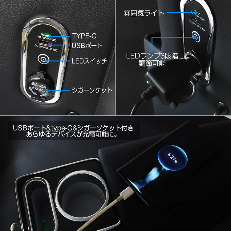 専用設計 スズキ ソリオ 多機能 コンソールボックス アームレスト 収納ボックス 肘掛け USBポート ブラック_画像7