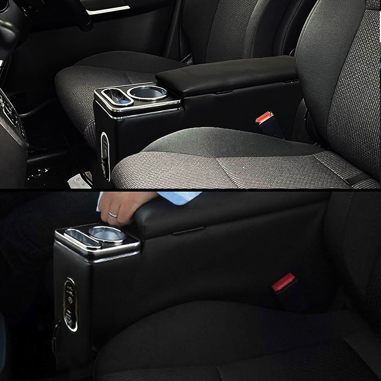 専用設計 スズキ ソリオ 多機能 コンソールボックス アームレスト 収納ボックス 肘掛け USBポート ブラック_画像9