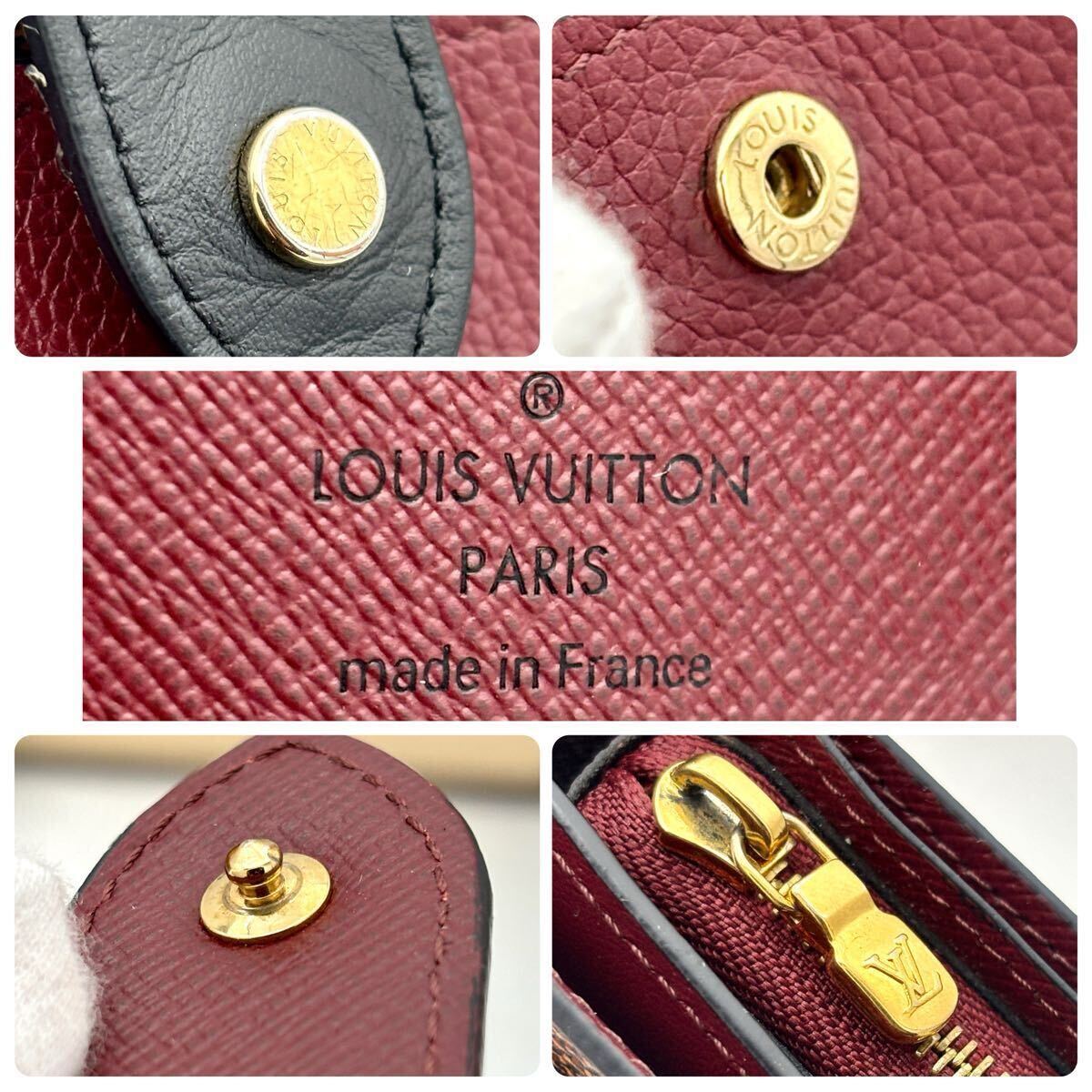 ルイヴィトン ダミエ ポルトフォイユ ジュリエット フューシャ レザー 二つ折り 財布 コンパクト LOUIS VUITTON ブランド 小物 おしゃれ_画像9