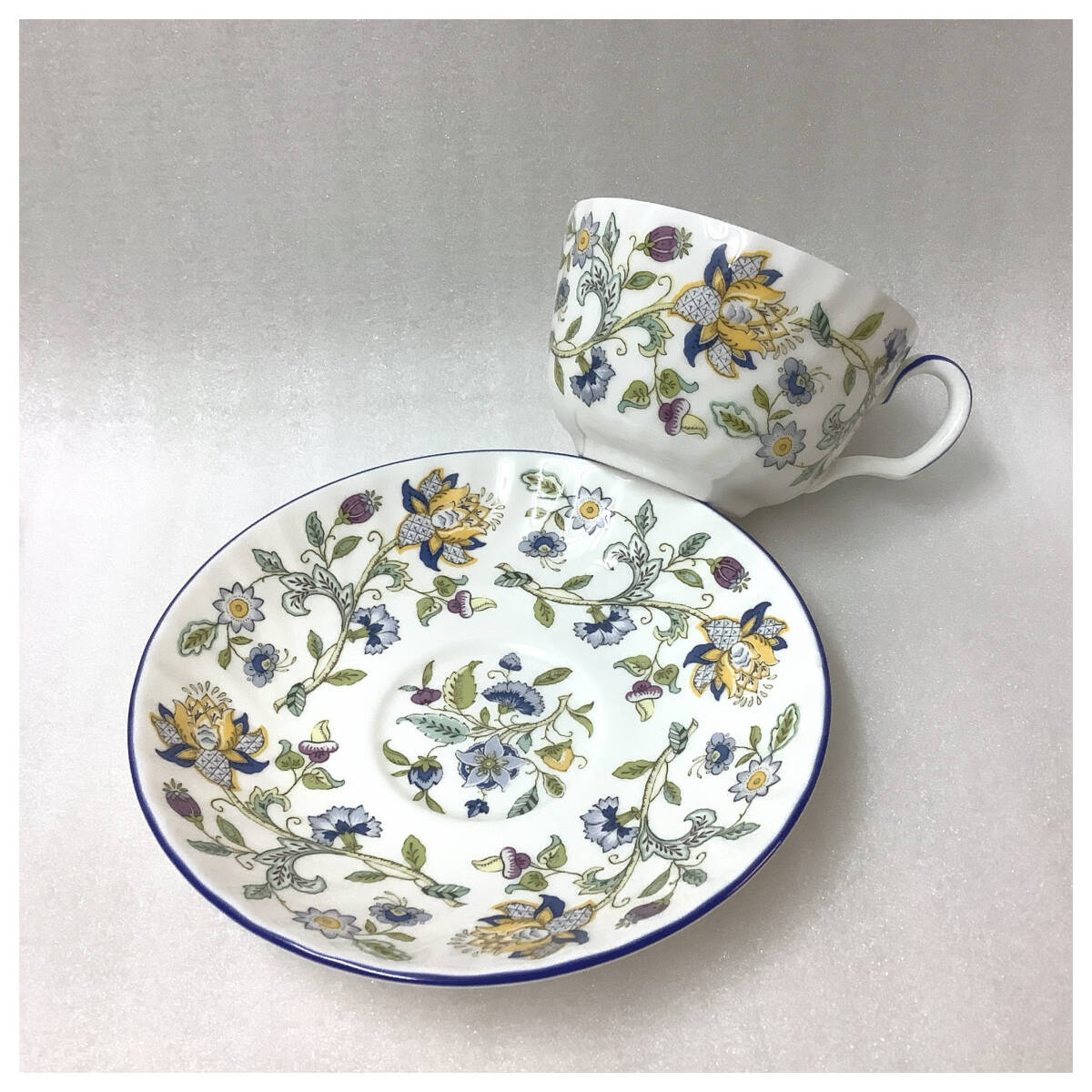 MINTON ミントン ハドンホール トレリスブルー カップ&ソーサー 6客 茶器 食器 良品_画像2