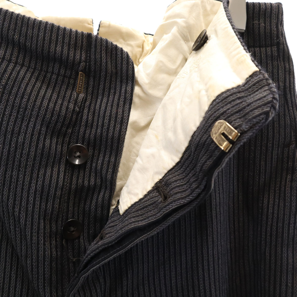 50s ヴィンテージ 針シンチ ストライプ柄 ハイウエスト パンツ グレー系 ボタンフライ メンズ_画像8