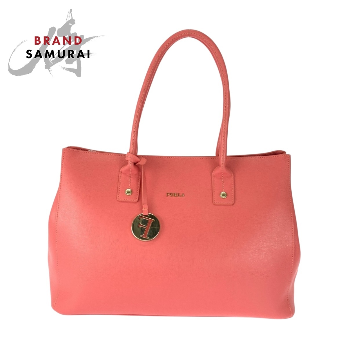 美品 Furla フルラ リンダ ピンク ゴールド金具 PVC トートバッグ ショルダーバッグ レディース 505383_画像1