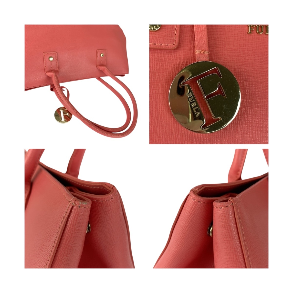 美品 Furla フルラ リンダ ピンク ゴールド金具 PVC トートバッグ ショルダーバッグ レディース 505383_画像5