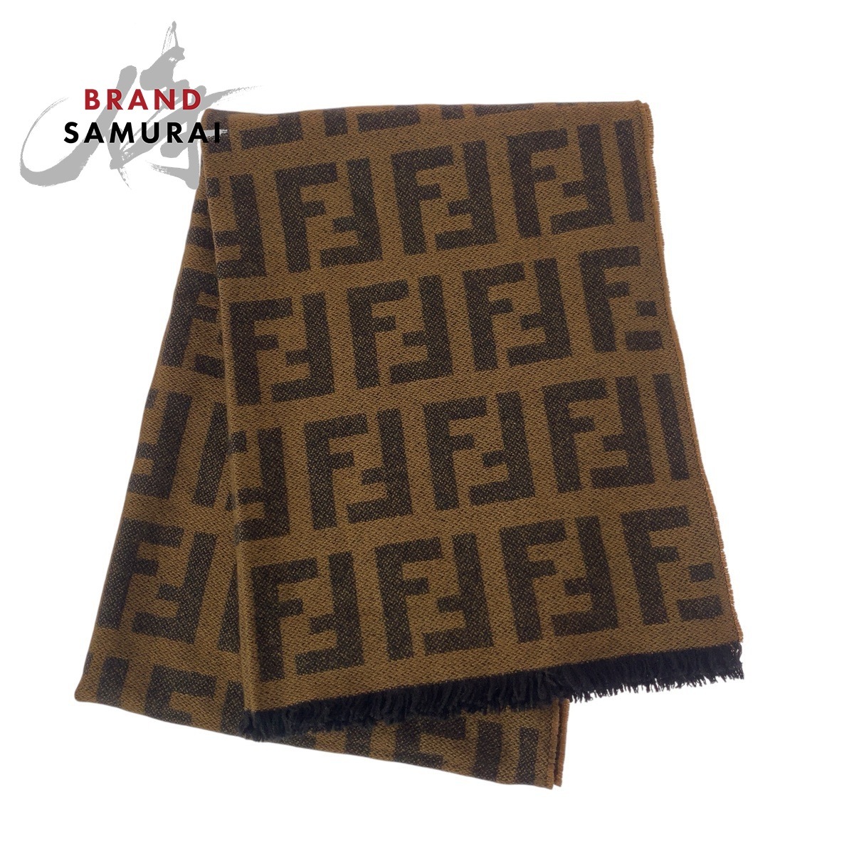  прекрасный товар FENDI Fendi Zucca Brown шерсть палантин muffler женский 505326