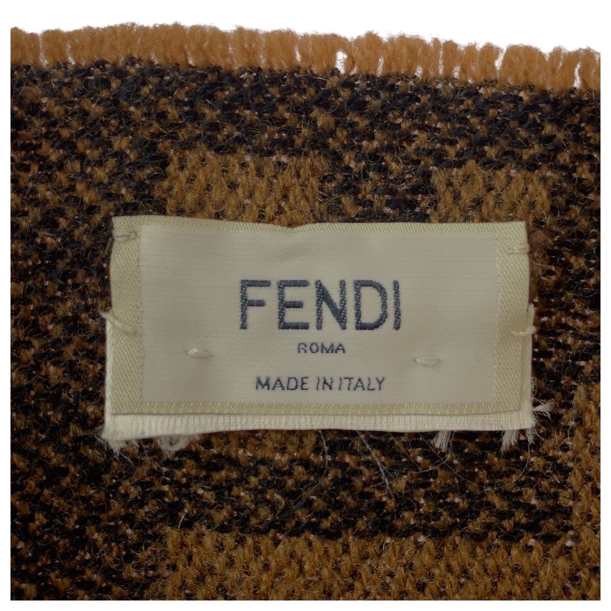  прекрасный товар FENDI Fendi Zucca Brown шерсть палантин muffler женский 505326