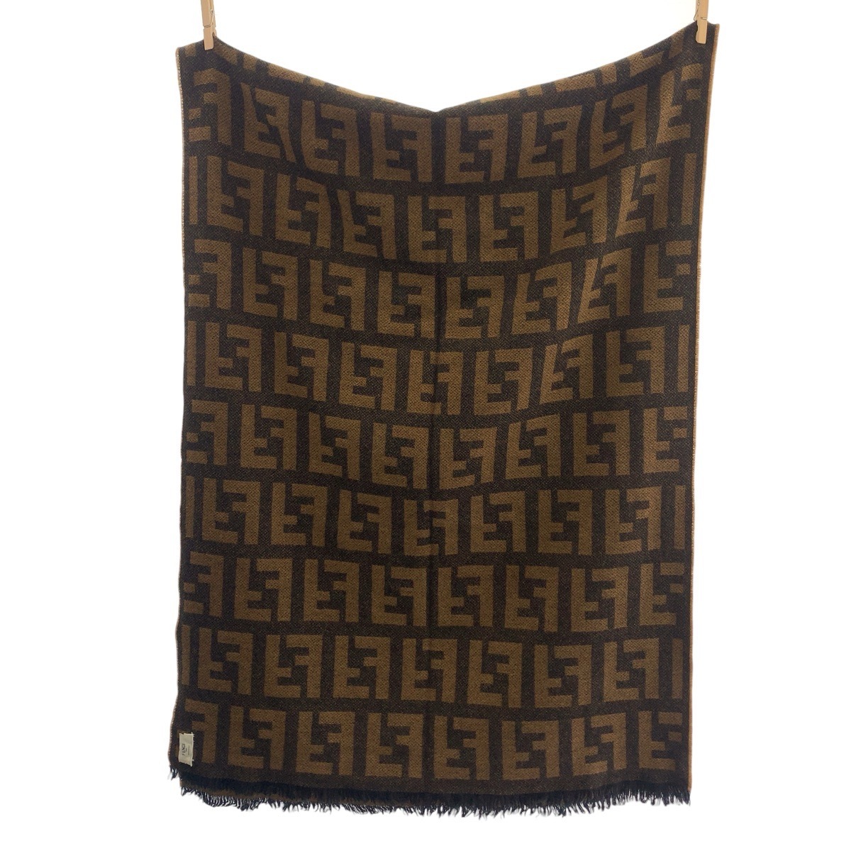  прекрасный товар FENDI Fendi Zucca Brown шерсть палантин muffler женский 505326