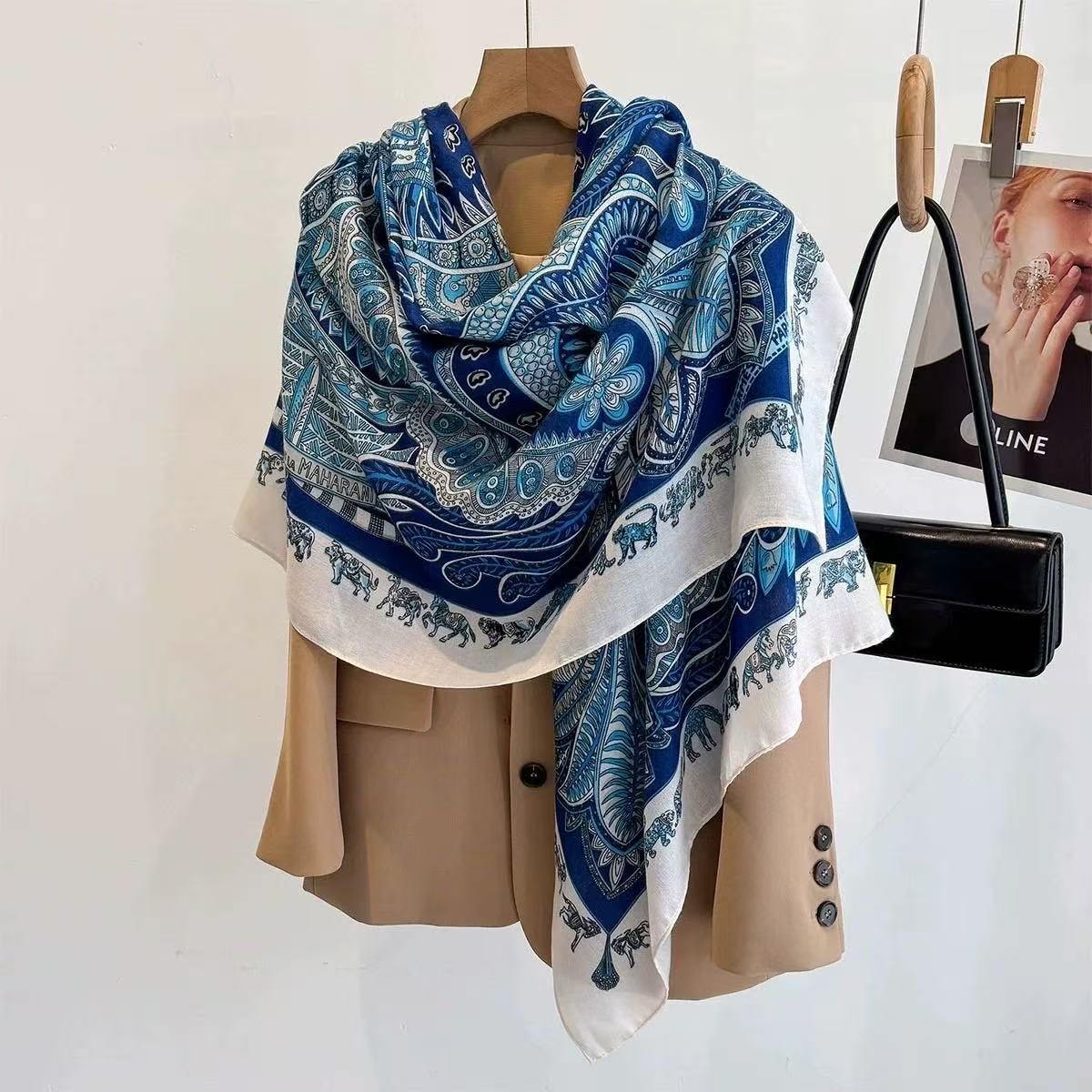 【J-15】新品 レディース ショール紫外線 マフラー大判 春 夏 秋 冬 用正方形 130×130cm冷房対策ストール_画像1