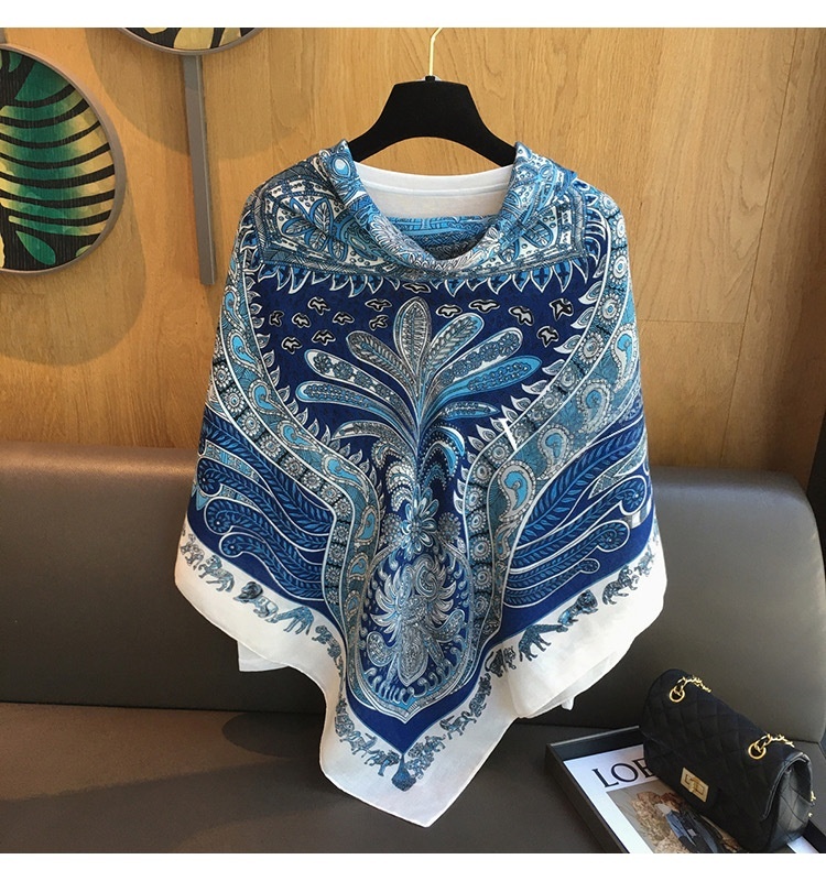 【J-15】新品 レディース ショール紫外線 マフラー大判 春 夏 秋 冬 用正方形 130×130cm冷房対策ストール_画像4