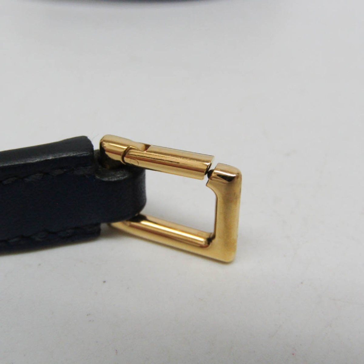 エルメス(Hermes) リヴァル ドゥブルトゥール レザー,メタル ラップブレスレット ゴールド,ネイビー_画像7