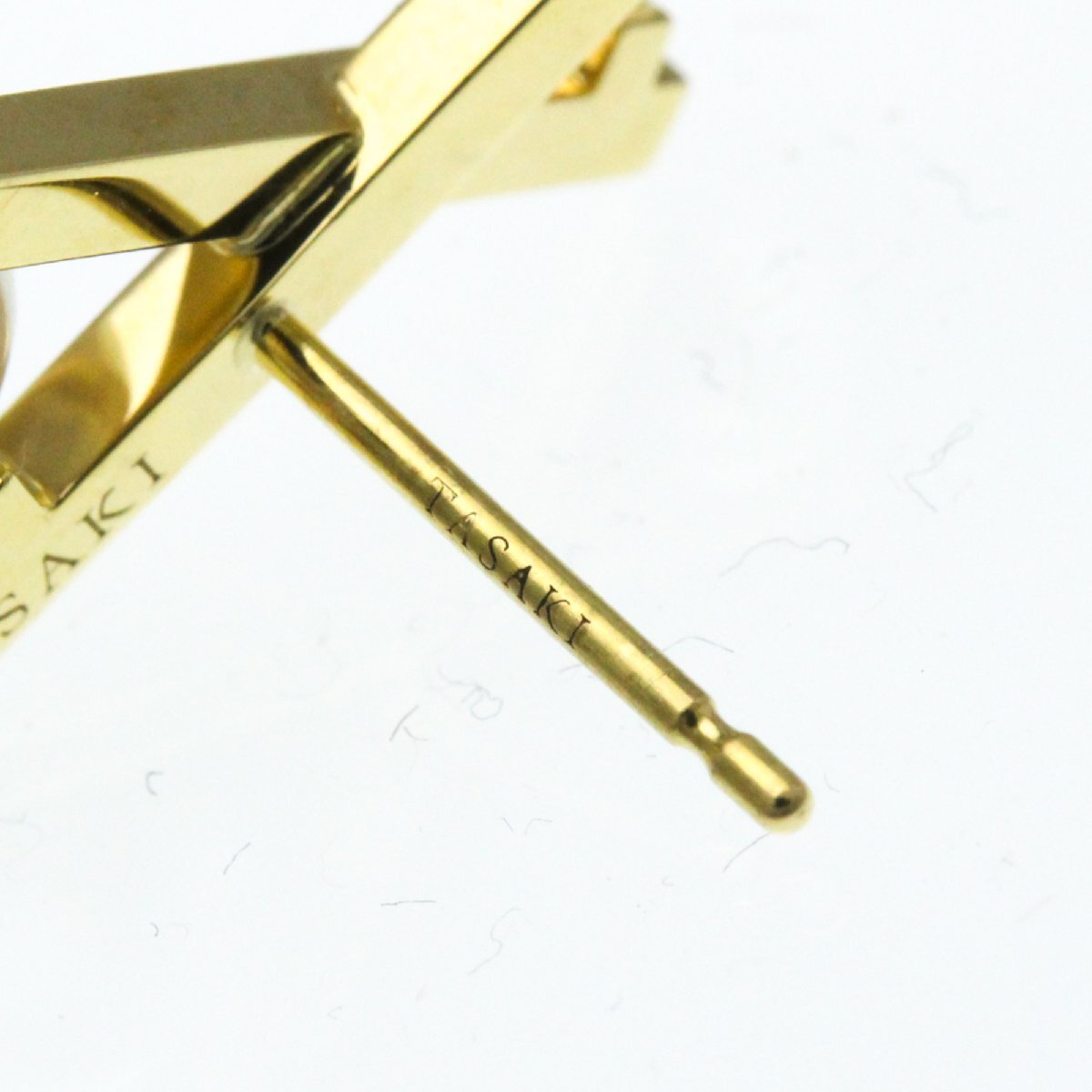 田崎真珠(TASAKI) バランス クロス ピアス ダイヤモンド,真珠 K18イエローゴールド(K18YG) スタッドピアス_画像5