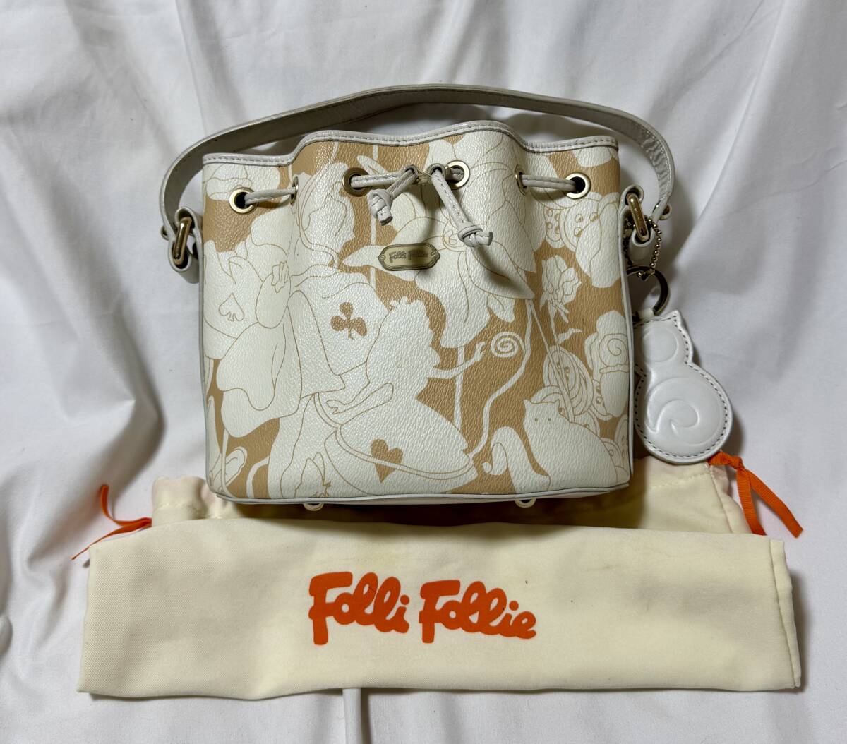 Folli Folli フォリフォリ 巾着型 ハンドバッグ チャーム 保存袋付き _画像1