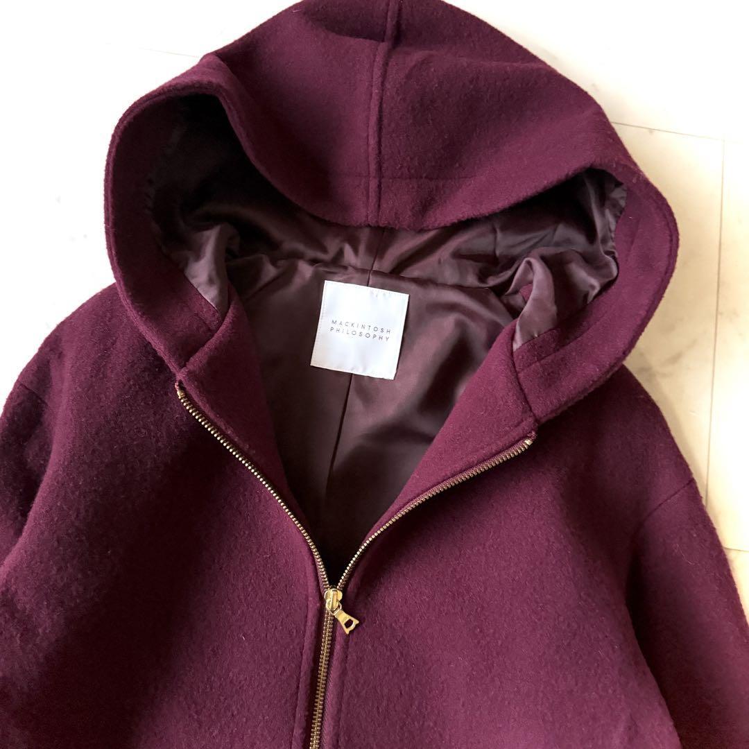 美品 マッキントッシュフィロソフィー ショートウールジャケット ボルドー 38_画像5