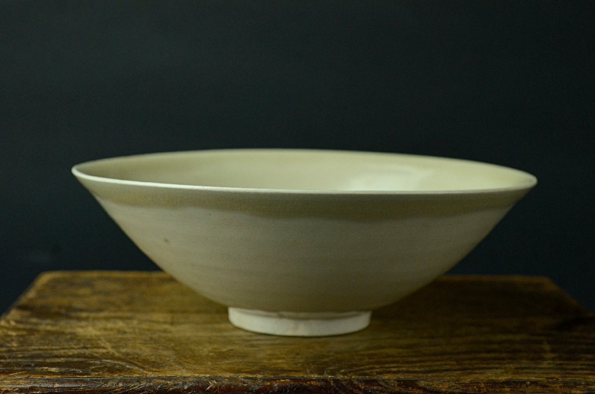 【YB】宋代青白磁陰刻鉢・碗・高台墨文字★中国古玩骨董の画像1