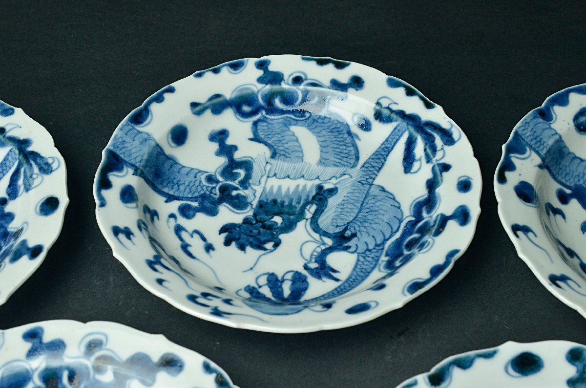 [YB] Edo времена старый Imari дракон . тарелка 5 покупатель * Япония старый . антиквариат 25Y1002