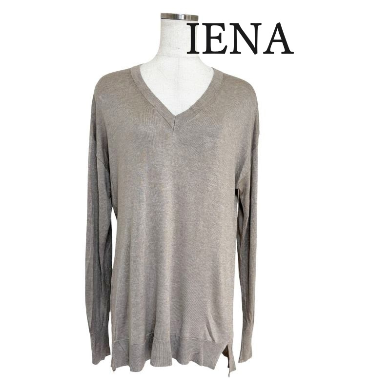 IENA　イエナ　シルクブレンド　レディースニット　Vネック　長袖セーター　ベージュ　F