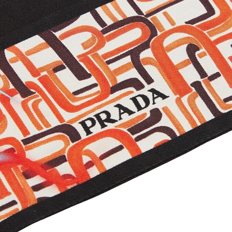  Prada общий рисунок обтягивающий шарф черный многоцветный шелк женский PRADA [ б/у ]