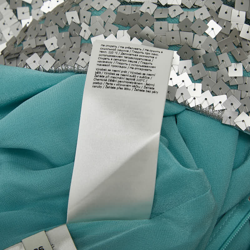  Fendi украшен блестками юбка размер :36 голубой серебряный шелк женский FENDI [ б/у ]